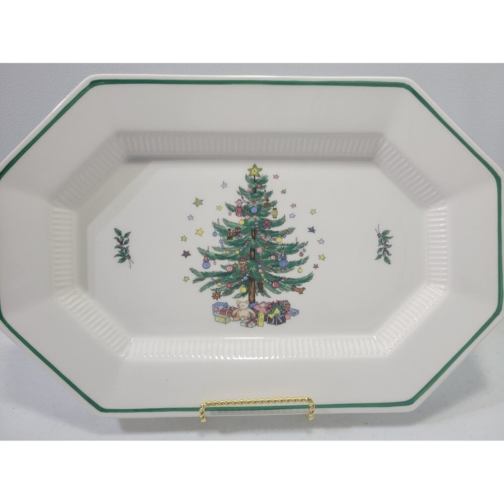 Nikko Christmastime Octagon Serving Tray 15" X 10" Excellent Condition